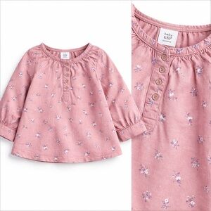 Baby Gap Girls Floral Tunic Blouse 18-24M Pink Long Sleeve Cottage